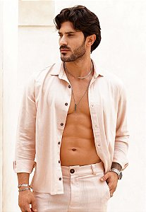 Camisa Linho Rosa Bebê