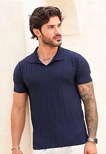 Camiseta Polo Tricot Azul Marinho