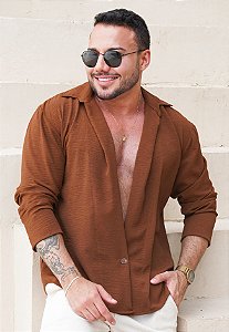 Camisa Capri Manga Longa Marrom Chocolate