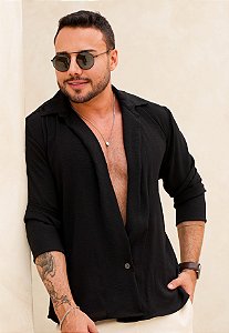 Camisa Capri Manga Longa Preta