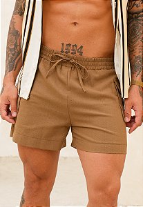 Mini Shorts Linho Caramelo