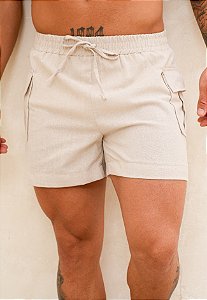 Mini Shorts Linho Areia