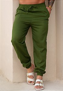 Calça Jogger Linho Verde Bandeira