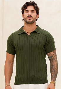 Camiseta Polo Tricot Verde Militar
