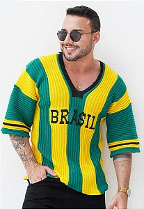 Camiseta Tricot Oversized Brasil