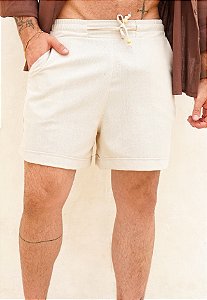 Shorts Alfaiataria Linho Areia