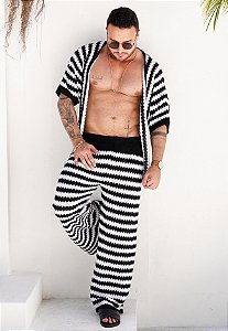 Conjunto Tricot Bicolor Preto