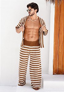 Conjunto Tricot Bicolor Marrom