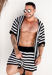 Conjunto Tricot Bicolor Preto