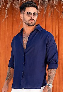 Camisa Manga 3/4 Azul Marinho