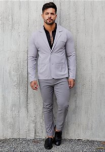 Conjunto Alfaiataria (Blazer + Calça) Cinza Gelo