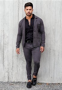 Conjunto Alfaiataria (Blazer + Calça) Cinza Grafite