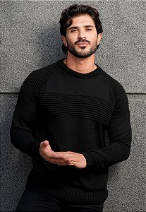 Suéter Tricot Texturizado Preto
