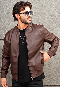 Jaqueta Couro Marrom Café
