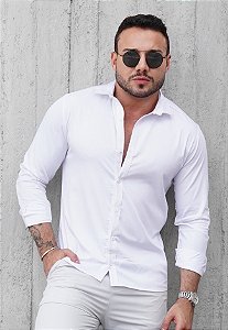 Camisa Social Acetinada Branca