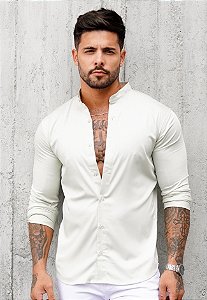 Camisa Social Gola Padre Acetinada Verde Menta