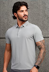 Camiseta Polo Dry Fit Cinza Mescla