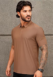 Camiseta Polo Dry Fit Marrom Chocolate