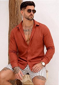 Camisa Duna Manga Longa Terracota