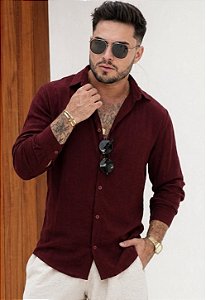 Camisa Duna Manga Longa Vermelho Marsala