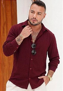 Camisa Duna Manga Longa Vermelho Marsala