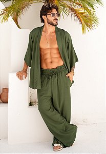 Conjunto Kimono + Calça Verde Militar
