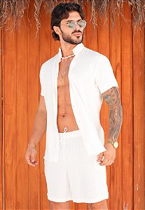 Conjunto Linho Gola Padre Off White