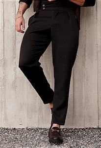 Calça Alfaiataria Ajuste Lateral Preta (SOB ENCOMENDA – leia a descrição)
