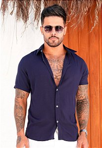 Camisa Viscose Azul Marinho
