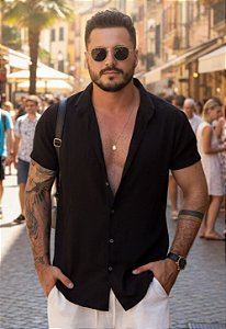 Camisa Viscolinho Preta