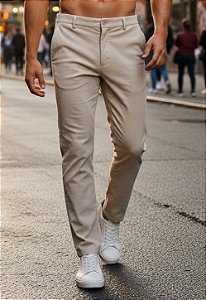 Calça Texturizada Bege
