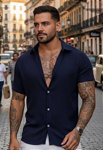 Camisa Viscose Azul Marinho