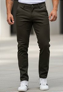 Calça Alfaiataria Sarja Verde Musgo