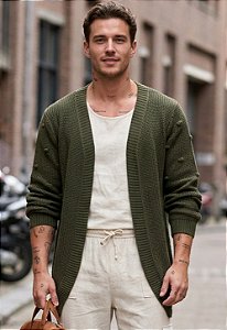 Cardigan Tricot Verde