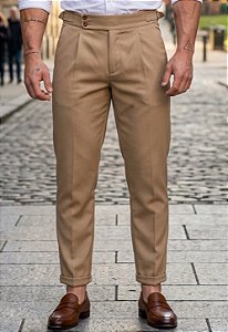 Calça Alfaiataria Ajuste Lateral Bege