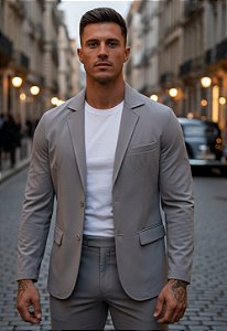 Blazer Alfaiataria Cinza Gelo