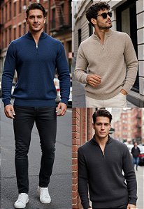 Suéter Tricot Gola Zíper Urban