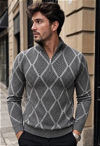 Suéter Tricot C/ Gola Zíper Everan