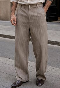 Calça Alfaiataria Wide Risca De Giz
