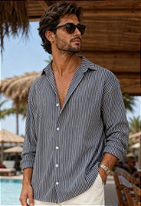 Camisa Tricoline Listrada