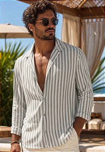 Camisa Viscolinho Listrada Sunset