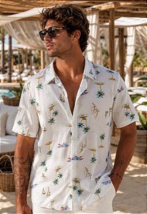Camisa Viscolinho Estampada