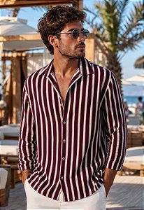 Camisa Viscolinho Listrada Tropicale