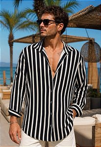 Camisa Viscolinho Listrada Coast