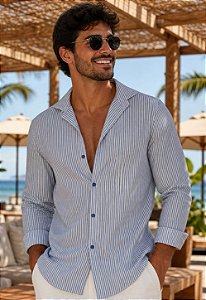 Camisa Viscolinho Listrada Verano