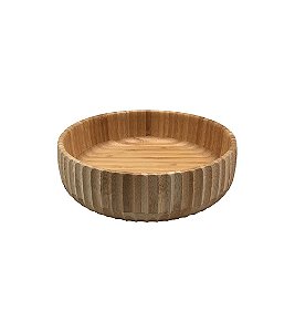 Bowl de Bambu Grande Redondo Canelado Petisqueira Boleira