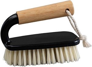 Escova de limpeza multiuso cor preta com cabo de bambu