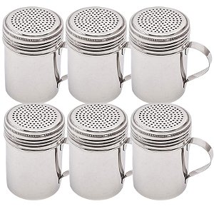 6 Polvilhador em Inox 320ml Profissional Dispenser com Alça