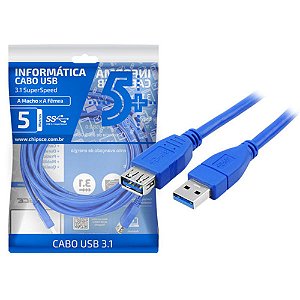 CABO USB CHIPSCE USBM A+USBF A 3.1 AZUL 5M 018-7724