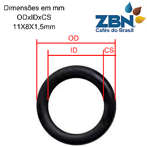 ANEL DE VEDAÇÃO PT 11X8x1,5MM CABEÇOTE GRUPO/MOLA CONICA ORM 0080-15 SAECO/GAGGIA NM02.013/11021334